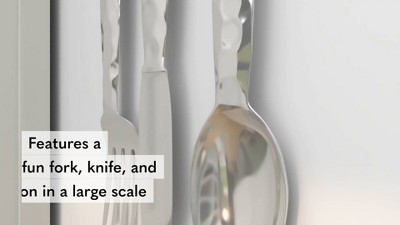 4" x 23" Set of 3 Aluminum Utensils Knife, Spoon and Fork Wall Decors Silver - Olivia & May