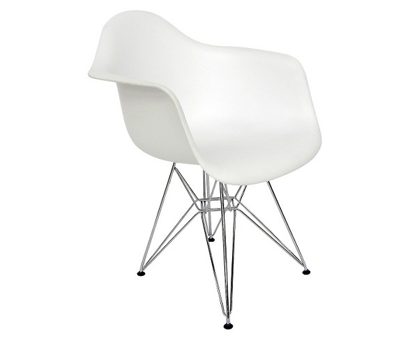 AEON Dijon Arm Chair - White with Chrome Legs (Set of 2)