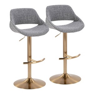LumiSource Set of 2 Fabrico Adjustable Barstools Noise Fabric - 1 of 4