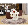 HomeStock 3-Pc Linen White Finish Round Solid Wood Top With Dropleaf Dining Table Set - 2 of 4