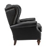 Amanda 33" Wide Genuine Leather Wingback Armchair with Solid Tapered Wood Legs and Nailhead Trim| ARTFUL LIVING DESIGN - 3 of 4