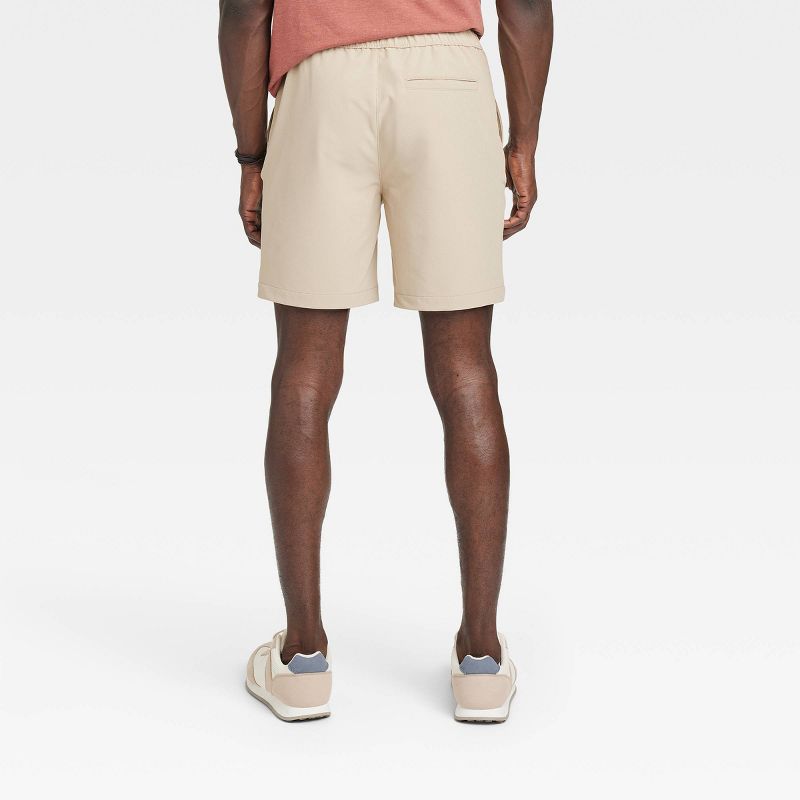 Men&#39;s 7&#34; Regular Fit Tech Pull-On Shorts - Goodfellow &#38; Co&#8482; Light Taupe, 3 of 5