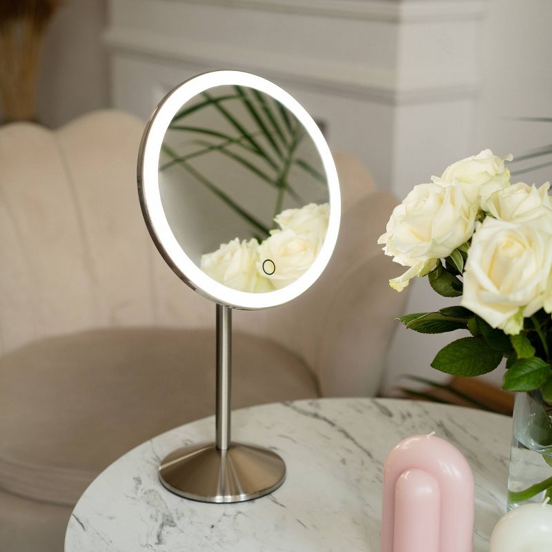 Ilios Lighting Rechargeable Round Table Makeup Mirror with 5x Magnification, 4 of 10
