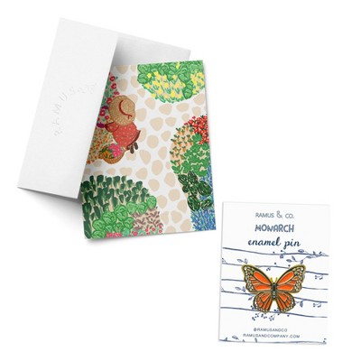 Floral Greeting Card & Monarch Enamel Pin by Ramus & Co