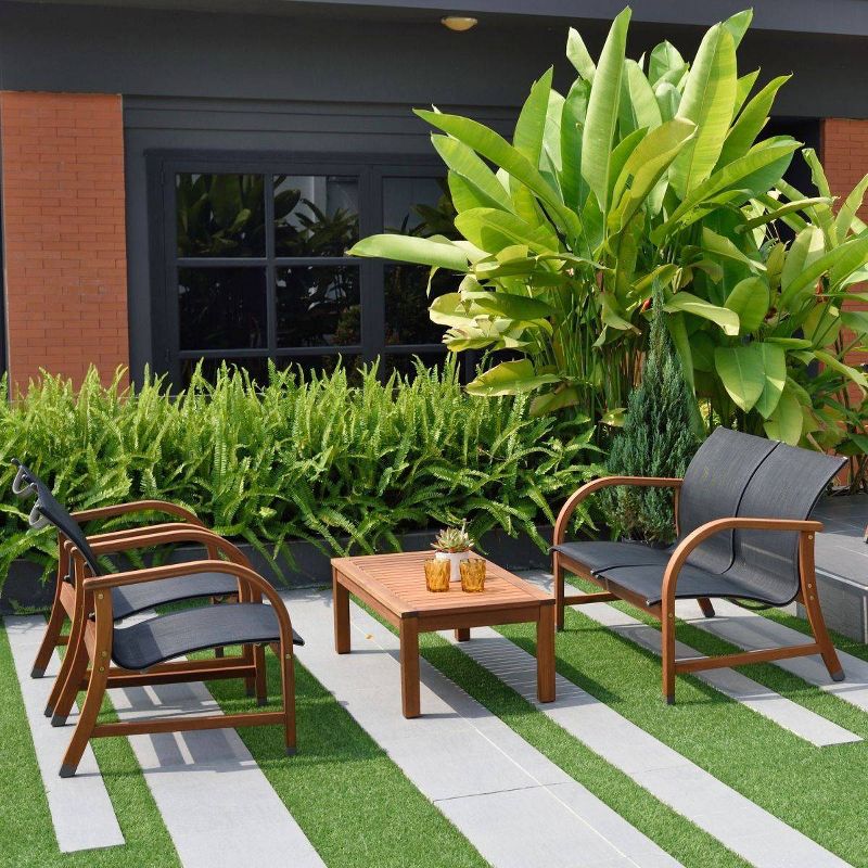 Amazonia 4pc Caprice Outdoor Patio Conversation Furniture Set Black, 2 of 5