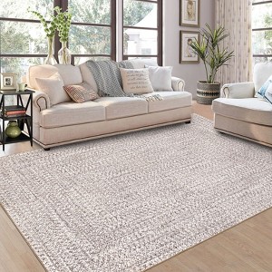 Machine Washable Modern Braided Print Area Rug 10x13 Large Living Room Rug Stain Resistant Carpet Non Slip Low Pile Soft Folding Rug - 1 of 4