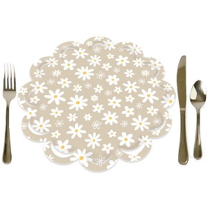 Big Dot of Happiness Tan Daisy Flowers - Floral Party Round Table Decorations - Paper Chargers - Place Setting For 12 - 1 of 4