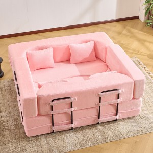 71'' Plush Folding Sofa Bed with High-Density Foam, Convertible Floor Sofa for Living Room, Guest Room, and Bedroom - 1 of 4