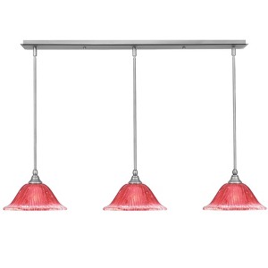 Toltec Lighting Any 3 - Light Chandelier in  Brushed Nickel with 10" Raspberry Crystal Shade - 1 of 1