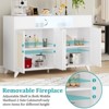 Rattan Sideboard Buffet Cabinet with 4 Doors and 2 Drawers, Console Table Coffee Bar with Power Outlet and Adjustable Shelves - 3 of 4