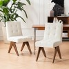 YOUNIKE Modern Upholstered Chair Dining Room Armless Kitchen Chairs Set of 6 Linen Fabric Chair Vanity with 4.7" Thick Cushion Wood V-Leg - 2 of 4