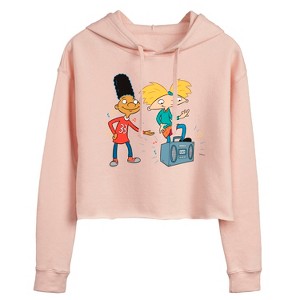 Women's - Hey Arnold! - HA Air Guitar Cropped Graphic Hoodie - 1 of 3