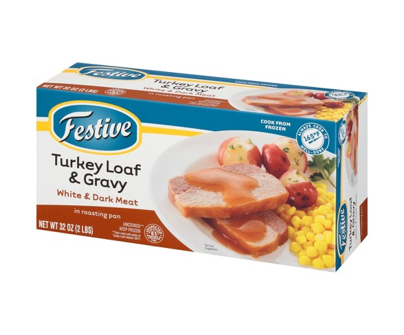 Festive White & Dark Meat Turkey Loaf & Gravy in Roasting Pan - 32oz