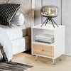 2 of Bedside Cupboard with 1 Drawer and Short Legs, End Table with Storing Shelf, Indoors, White - 2 of 4