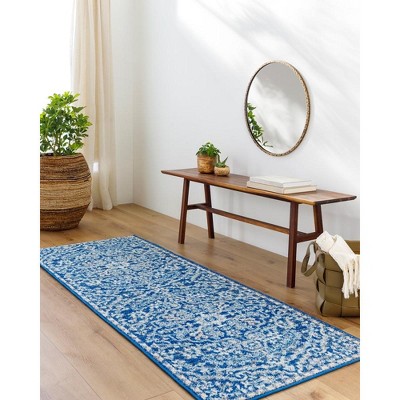 Olivia Dark Blue Synthetic Rectangular Area Rug 3'11" x 5'7"
