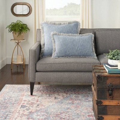 Ocean Blue Cotton Stonewash Lumbar Throw Pillow