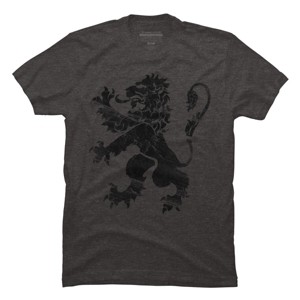 Men's Design By Humans Black Lion Rampant By Snazzygaz T-Shirt - 1 of 4