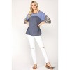Slickblue Women's Knit and Floral Print Colorblock Top, Relaxed Fit Dolman Sleeve Tee, Citron Mix/Denim Mix, Size S-L - 3 of 4