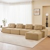 153" Corduroy L-Shaped Modular Sectional Sofa with Movable Ottoman, Pearl-Like Piping, and Tufted Design - 2 of 4