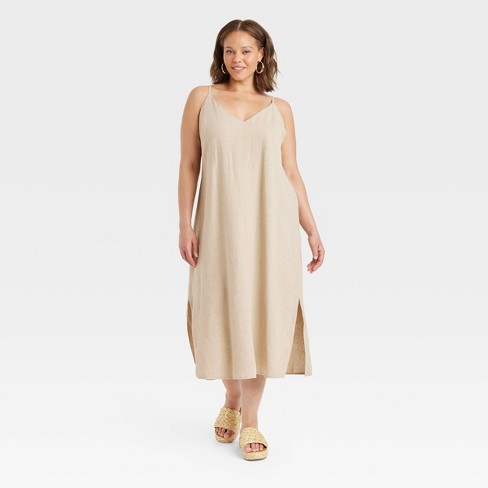 Women's Linen Slip Dress - A New Day™ - image 1 of 3