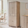 71" Tall Kitchen Pantry Storage Cabinet, Modern Kitchen Storage Cabinets with 4 Doors and 6 Adjustable Shelves,Wooden Curved Kitchen Cabinet - 2 of 4