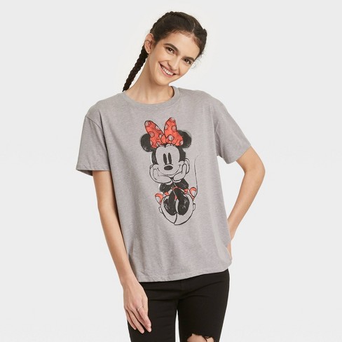 Women's Minnie Mouse Short Sleeve Graphic T-Shirt - Gray - image 1 of 2