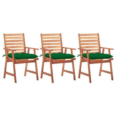 vidaXL Outdoor Chair Set of 3 Anthracite Solid Acacia wood, Polyester