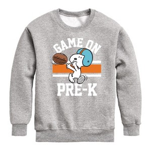 Boys' - Peanuts - Game On Pre-K Graphic Long Sleeve Fleece Sweatshirt - 1 of 4