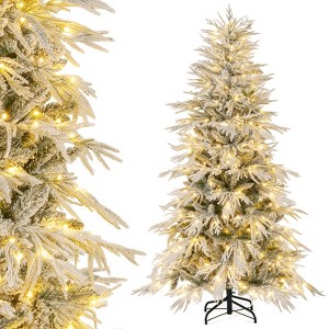 Tangkula 6/7/8 FT Artificial Christmas Tree w/1108 PE PVC Branch Tips & 250/340/450 LED Lights - 1 of 4