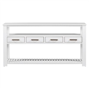 COWLOWN Entryway Console Table with 4 Drawers & 3 Open Shelves, Modern Hallway Table with Metal Handles - 1 of 4