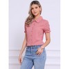 INSPIRE CHIC Women's Short Sleeve Button Down Peter Pan Collar Blouse - 2 of 4