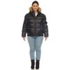 Women's Removable Faux Fur Hoodie Bomber Leather Jacket - White Mark - 4 of 4