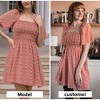 EXLURA Women's Summer Casual Square Neck Dresses Ruffle Short Sleeve Swiss Dot Flowy Mini Dress - 2 of 4