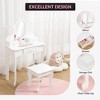 Kids Vanity Set with Mirror & Stool, Wooden Princess Makeup Dressing Table with Adjustable Angle Mirror - 3 of 4