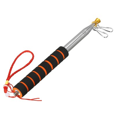 Unique Bargains Stainless Steel Telescopic Portable Sponge Handle Flag Poles 8.2 Feet Orange 2 Pcs
