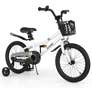 Infans 18" Kid’s Bike w/Removable Training Wheels & Basket for 4-8 Years Old  White - 1 of 4