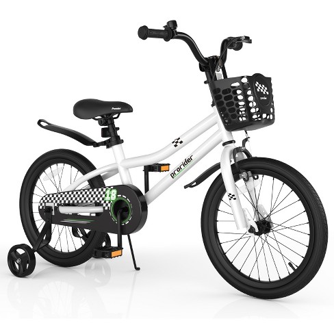 Prorider 18 Kid s Bike With Removable Training Wheels Basket For 4 8 Years Old White Target