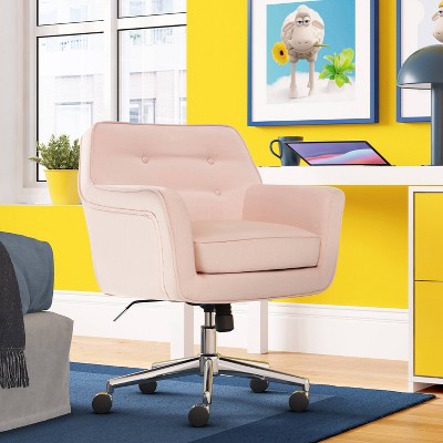 Blush Pink Memory Foam Swivel Office Chair with Arms