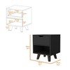 FM Furniture,Carthage Nightstand with 1-Drawer, 1-Open Storage Shelf and Wooden Legs - 2 of 4