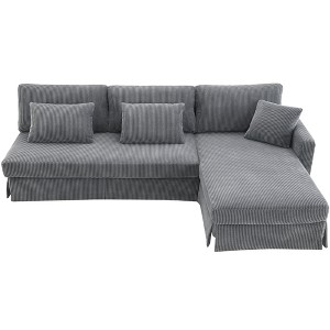 NicBex Modern L-Shaped Corduroy Sectional Sofa with Reversible Chaise and 3 Pillows for Living Room,Apartment,Office,Gray - 1 of 4