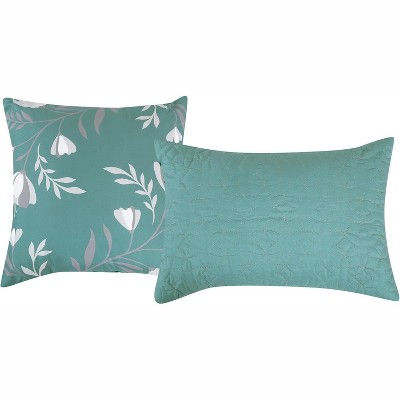Home Mart Goods 9 Piece Bed-in-a-Bag Blue Floral Solid Soft Bedding Comforter Set — фото 4