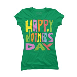 Junior's Design By Humans Happy Mother's Day Colorful Text By Yunta T-Shirt - 1 of 2