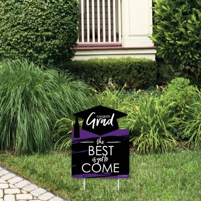 Big Dot of Happiness Purple Grad - Best is Yet to Come - Outdoor Lawn Sign - Purple Graduation Party Yard Sign - 1 Piece