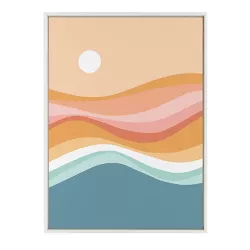 28" x 38" Sylvie Rainbow Waves Seascape Framed Canvas by Dominique Vari White - Kate & Laurel All Things Decor