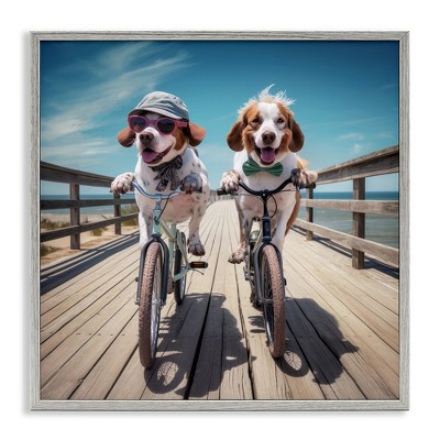 Stupell Industries Coastal Bicycle Dogs, 17" x 17"