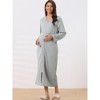 cheibear Women's Zip Front Hooded Maternity Long House Dress Nightshirt - 4 of 4