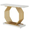 Syemin Console Tables Marble Entryway Narrow Sofa Table, Modern Accent Entrance Table, Behind Couch Entry Foyer Storage, Brown, 39.37"*11.6"*31.5" - 2 of 4