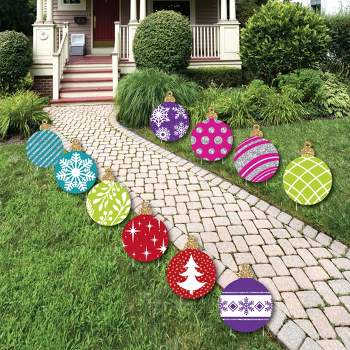 Big Dot of Happiness Colorful Ornaments Lawn Decorations - Outdoor Holiday and Christmas Yard Decorations - 10 Piece