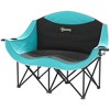 Outsunny Double Camping Chair for Adults, Padded Folding Camp Chair with Armrests, Cup Holders, Green - 4 of 4