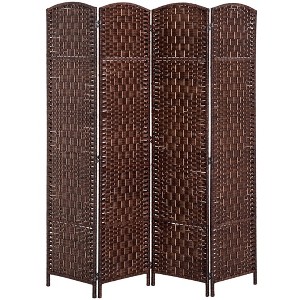 Aghana Digitals 4-Panel Natural Wicker Weave Room Divider, 6FT Tall Portable Privacy Screen with - 1 of 4